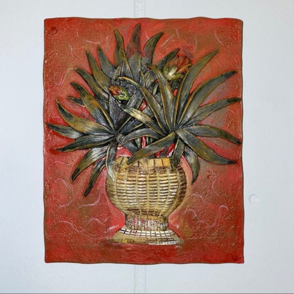 Ceramic Plant in Vase Wall Tile 4.5x5.5in
